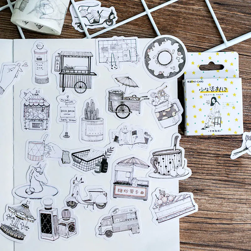 Корейские канцелярские принадлежности 46 шт./кор. Еда Единорог кактус этикетка