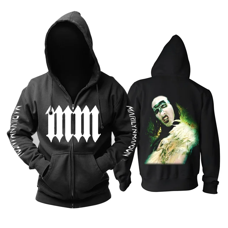 zipper 10 дизайнов Мэрилин Мэнсон демон молния pollover Толстовка Рок Черный sudadera панк свитер в стиле хеви-метал флис рокер верхняя одежда - Цвет: zipper