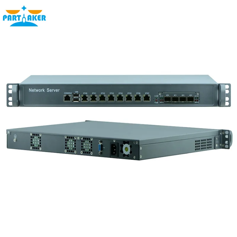Сетевой брандмауэр роутер 1U с 8 портами Gigabit lan 4 SPF Intel i3 4160 3 6 ГГц Mikrotik PFSense ROS Wayos 4G RAM
