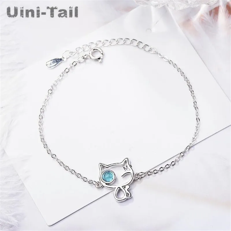 Uini-Tail 2019 новый список 925 Стерлинговое Серебро Кот браслет ниша дизайн синий