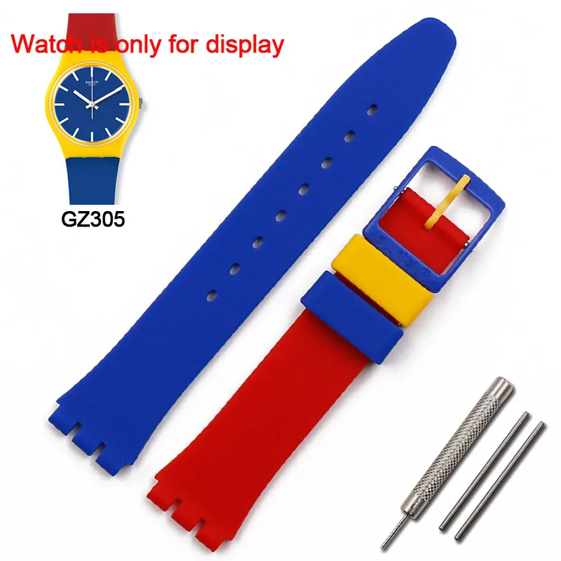 Силиконовый ремешок пряжка аксессуары для часов 17 мм для Swatch GB274 GW164GN239 спортивный водонепроницаемый браслет женский мужской ремешок для часов - Цвет ремешка: GZ305