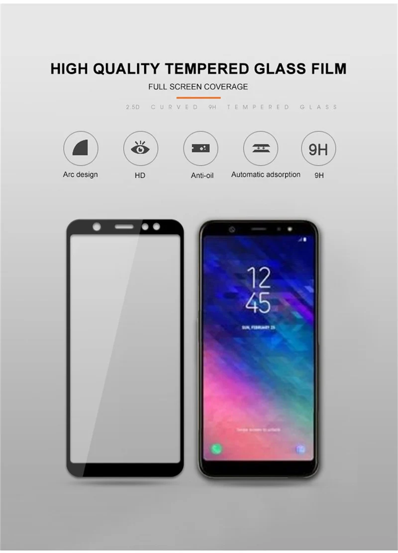 A7 A750 полноэкранное покрытие из закаленного стекла для samsung Galaxy A9 A6 A8 Plus A920 A530 A730 защитная пленка против царапин