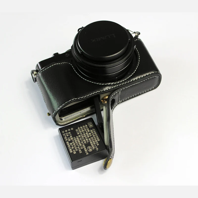 Чехол из натуральной кожи, сумка для камеры, половина крышки для Panasonic LX100II LX100M2 LX1002, портативный корпус с отверстием батареи