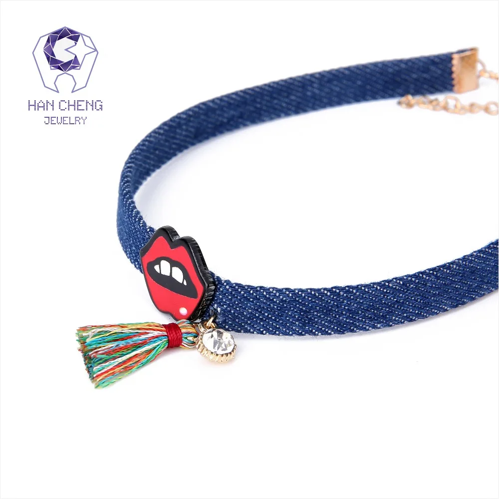 Новый модный джинсовый ремень HanCheng со стразами кисточка сексуальные губы кулон