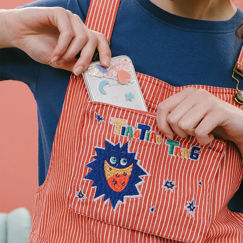 Женский джинсовый комбинезон свободный с большим карманом в полоску шортами|shorts