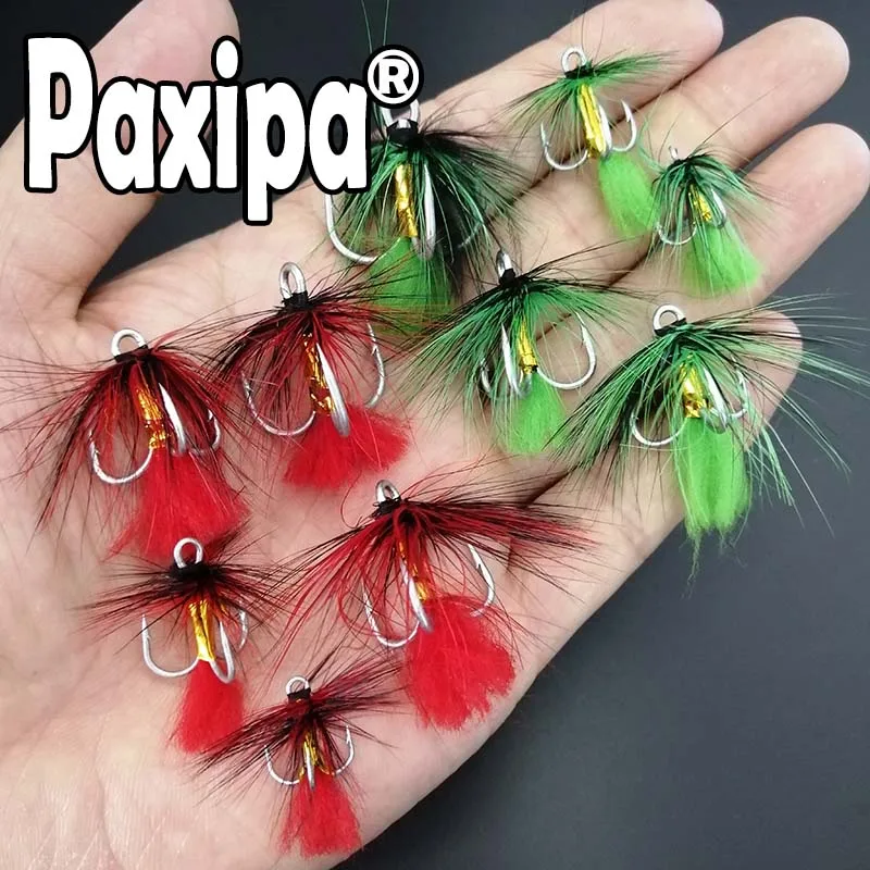 10 шт. тройной крючок с перьями сильный рыболовный серебристый для соленой воды