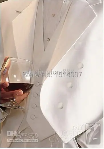 Double-breasted Taicoat Style IWhite Groom Tuxedos Best Man Notch Lapel Groomsmen Men Wedding Suits Bridegroom (Jacket+Pants+Tie | Мужская