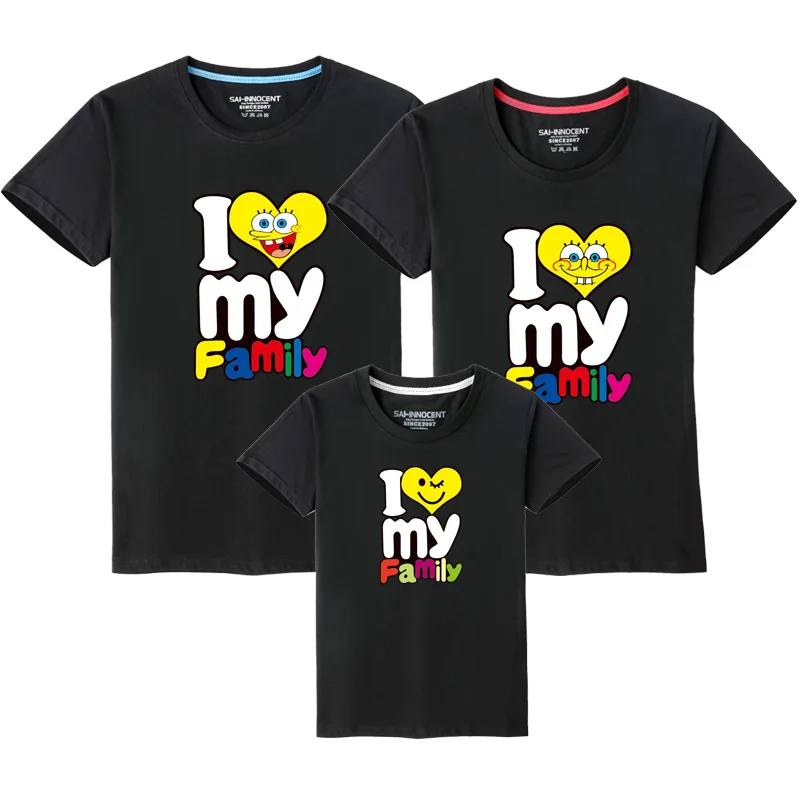 

1pcs I love My Family Matching T-shirts Summer Father Mother Son Daughter Tops Tees Quality Cotton Clothing