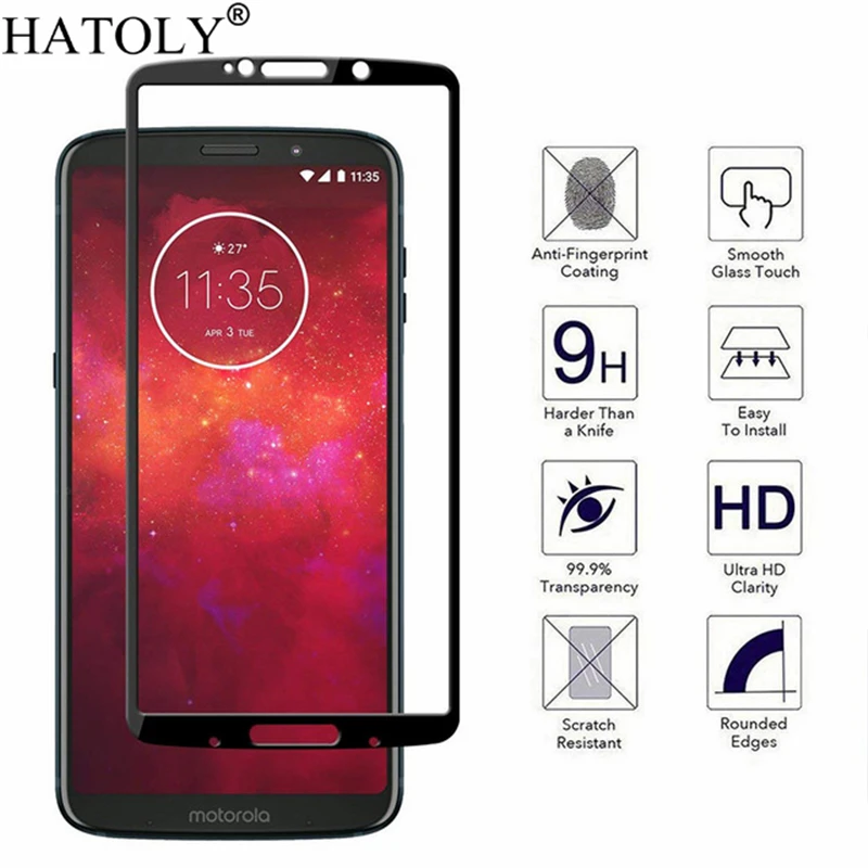 Закаленное стекло для Moto Z3 Play 1 шт. Защита экрана полное покрытие XT1929 3D пленка с