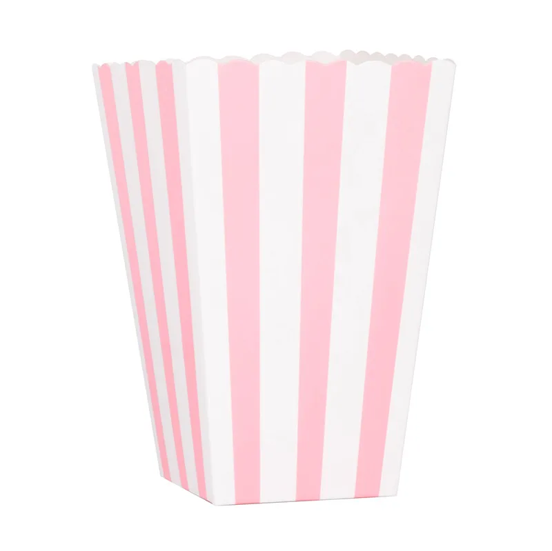 light pink stripes 6 шт. коробка для попкорна красочные шеврон полосы в горошек Подарочная вечерние коробка партии Фавор Свадебные поп вечерние кукурузы украшения сумки Лут золото - Цвет: light pink stripes
