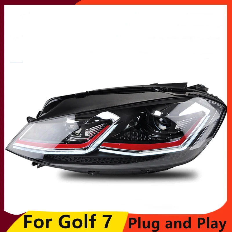 

KOWELL Car Styling For VW Golf 7 Headlights Golf 7 MK7 LED Headlight DRL Lens Double Beam H7 HID Xenon bi xenon lens