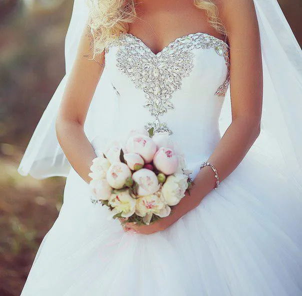 Vestido De Noiva 2021 Designers Princess Sweetheart Crystal Wedding Dresses Ball Gown wedding gown Tulle Lace Up bridal dresses | Свадьбы и