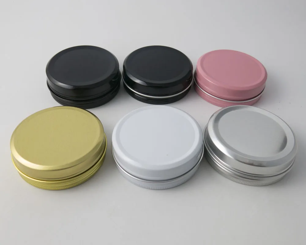 

50 x 100g Empty Aluminum Jar Make Up Metal Cream Jar Matte Black Pink Gold White Aluminum Tin Cosmetic Container Eyecream Pot
