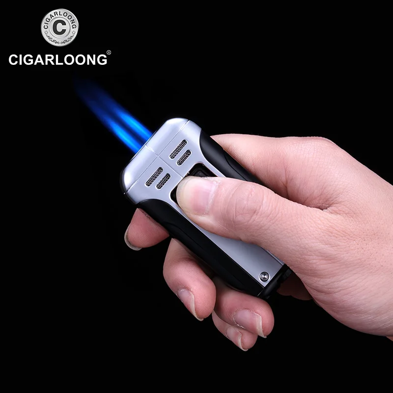 

Cigar Lighter 4-color optional Windproof Portable double flame lighter with cigar punch CB-0905
