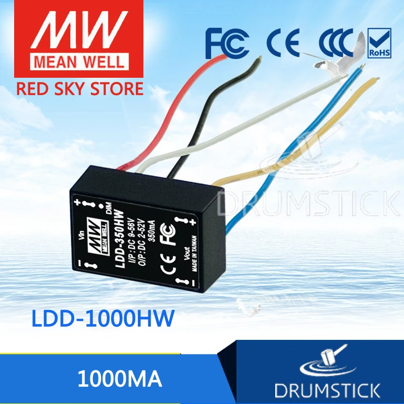 Устойчивый Средний LDD 1000HW 2 ~ 52VDC 1000mA meanwell 1000 DC светодиодный драйвер|meanwell led|led driver