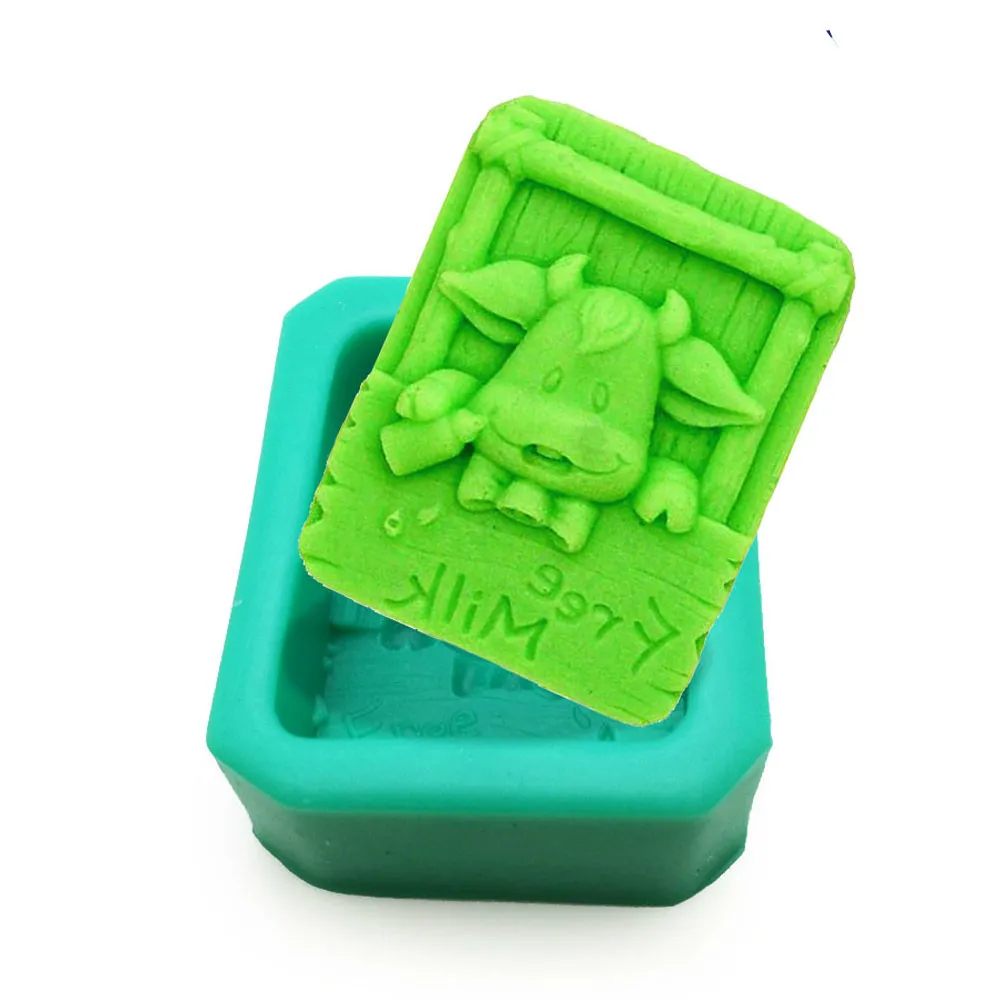 DIY коровья силиконовая форма для мыла, кекса, шоколада, изготовления 3D мыла ручной работы, соли скульптуры формы S0358XN