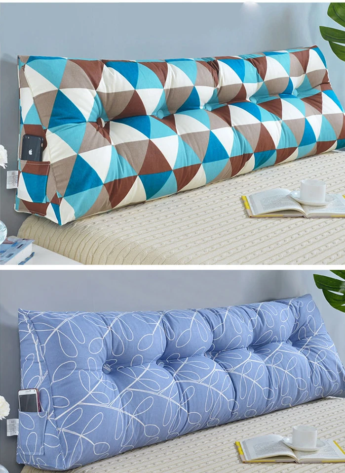 New 50x150cm Printed Cotton Wedge Pillow for Bed Backrest Cushion Washable large Waist Support Cushion Home Decor Bedside Pillow