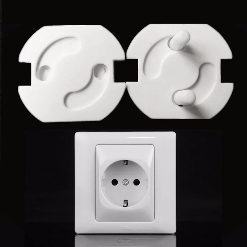 

10pcs EU Stand Power Socket Cover 2 hole Electrical Outlet Baby Child Safety Electric Shock Proof Plugs Protector Rotate Cover