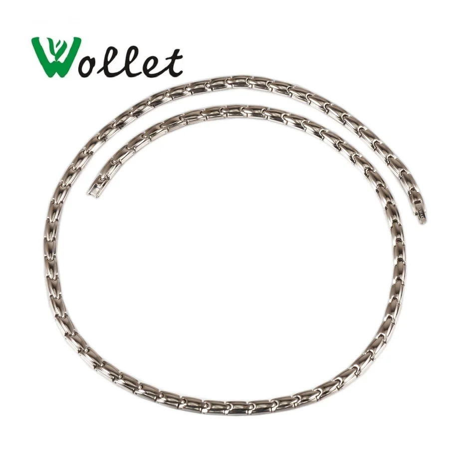 

Wollet Jewelry Germanium Hematite or All Negative Ion Titanium Necklace For Women Men Health Care Healing Energy Silver Color