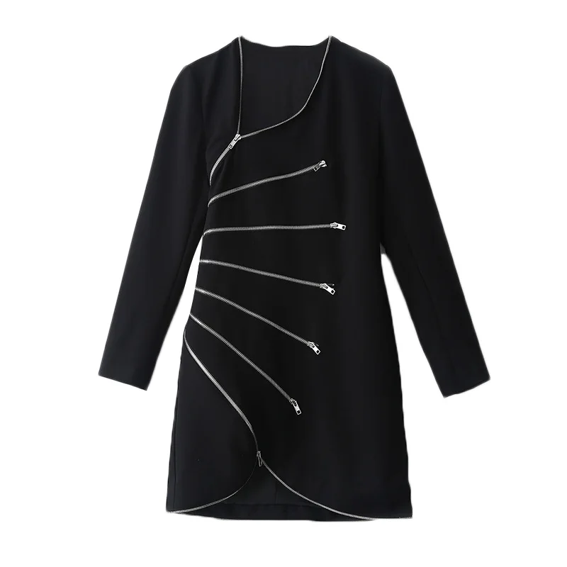 

Women Sexy Mini Dress 2020 Summer Zipper Irregular Party Club Runway Black Short Punk Streetwear Office Boho Dress Vestido