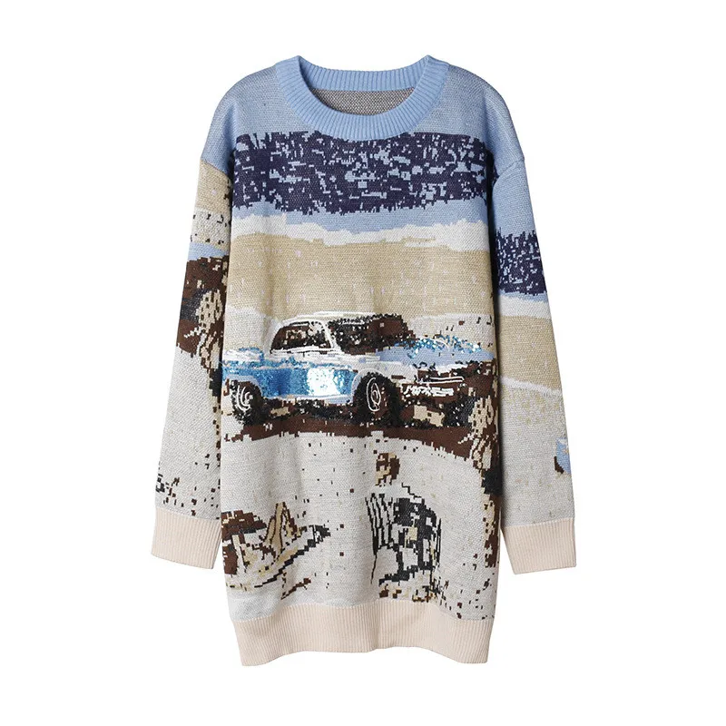Роскошный дизайнерский 2018 новый зимний женский пляжный свитер с рисунком