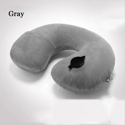light gray pillow Лидер продаж, u-образная подушка для путешествий. Складные подушки для шеи. Надувной дорожный подушки. Портативная однотонная подушка для шеи в деловом стиле - Цвет: light gray pillow