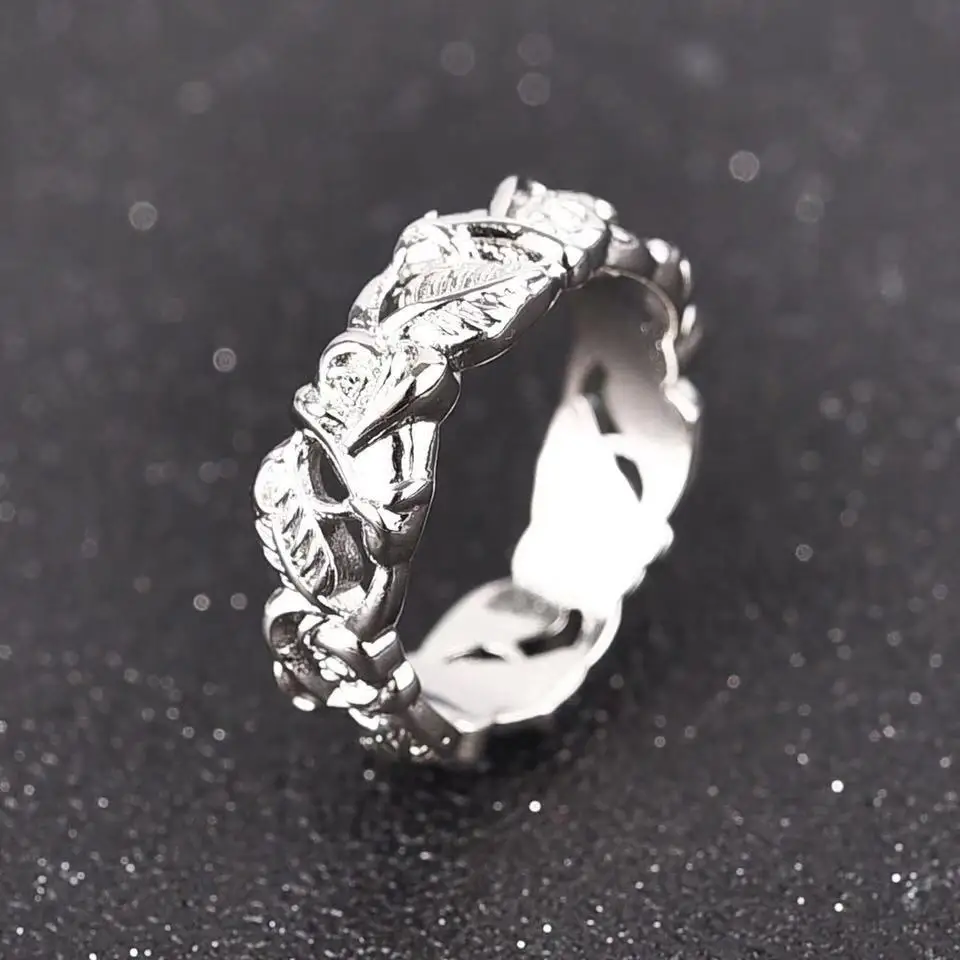 New Fashion Jewelry Rose Flower Leaf Silver Rings for Women Wedding Engagement Vintage Gifts | Украшения и аксессуары