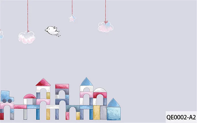 Пользовательские DIY Ткань и текстильные обои для стен матовый шелк для детской комнаты фрески персонажа из мультфильма Бумага плоскости Building Block