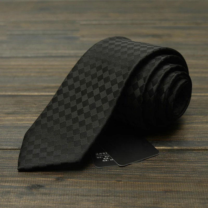 

Мужской деловой галстук, классический черный клетчатый галстук из полиэстера, 7 см