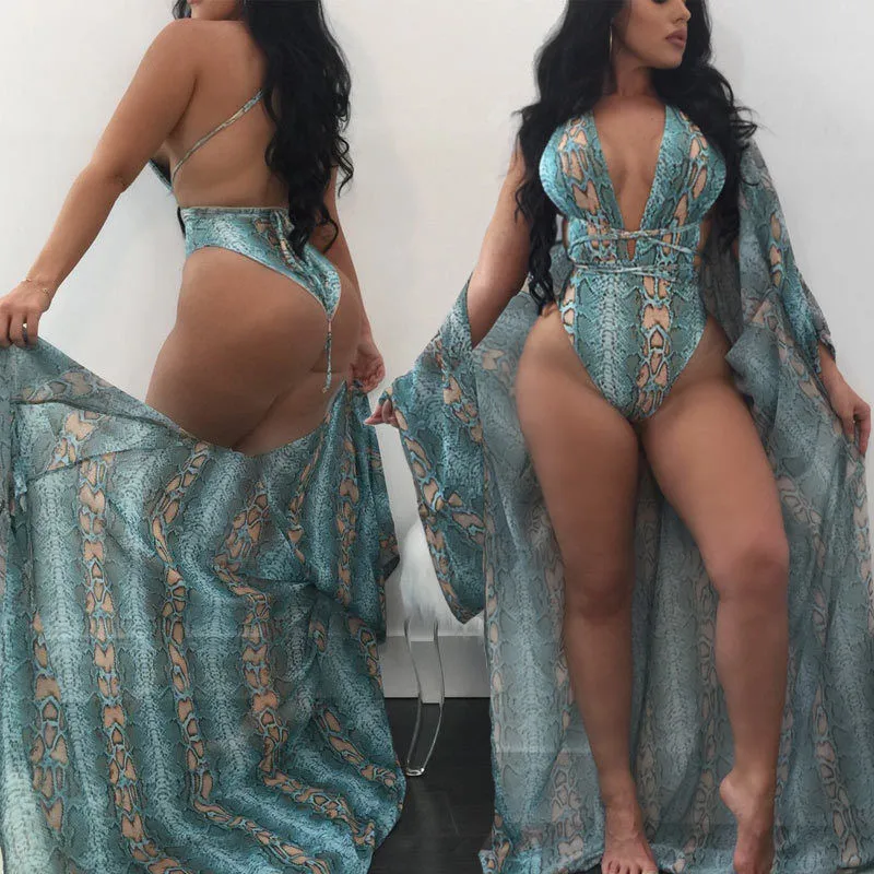 Женские Купальники 2 шт. бикини + кафтан накидка платье женская пляжная одежда