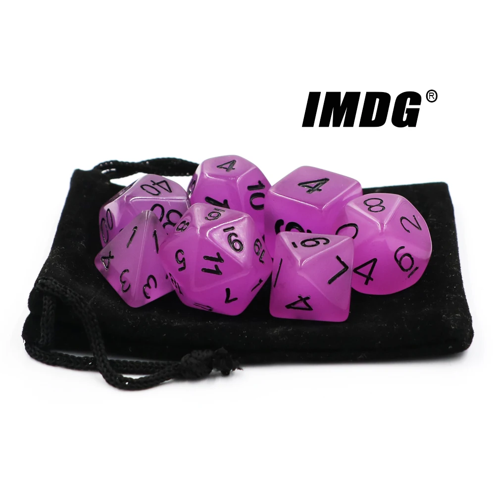IMDG 7 шт./компл. многогранные RPG игровые кубики Акриловые Кубики DND светящиеся
