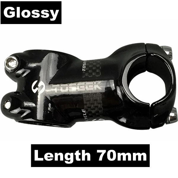 Glossy 70mm TOSEEK 3K углеродный+ алюминиевый руль для велосипеда диаметр 25,4 мм велосипедный стержень подходит для 1-1/" 28,6 мм вилки матовый глянцевый - Цвет: Glossy 70mm