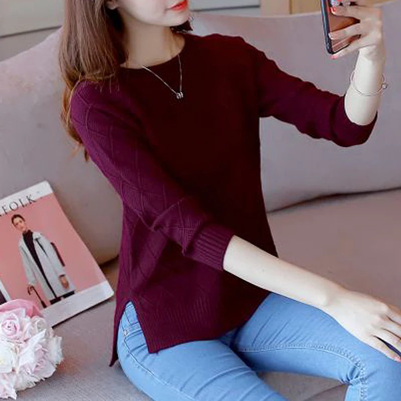 spring autumn of 2018 new women's long sleeved winter Pullover female loose knit short shirt coat blouse | Женская одежда
