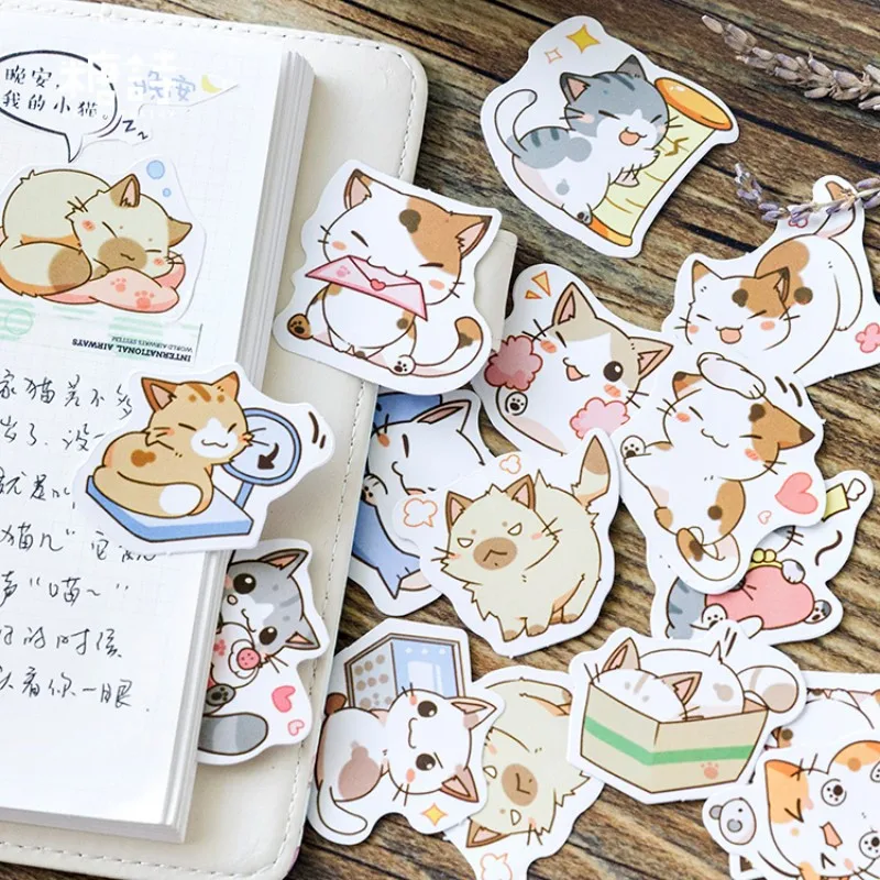 45 ⑤ кор. милый кот животное мультфильм бумажная наклейка украшение сделай сам
