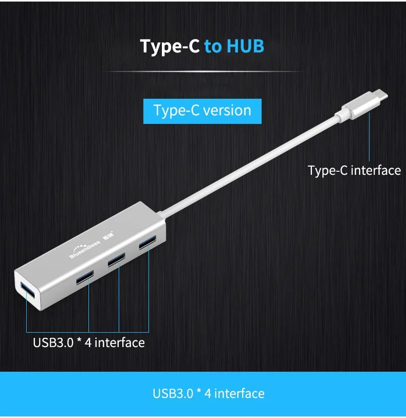 Type C to USB A 5 Гбит/с высокоскоростной MAC ноутбук конвертер разветвитель концентратор передачи usb-c Ethernet порт type-C USB 3,0 зарядка Высокое качество алюминий - Цвет: Type C to USB A