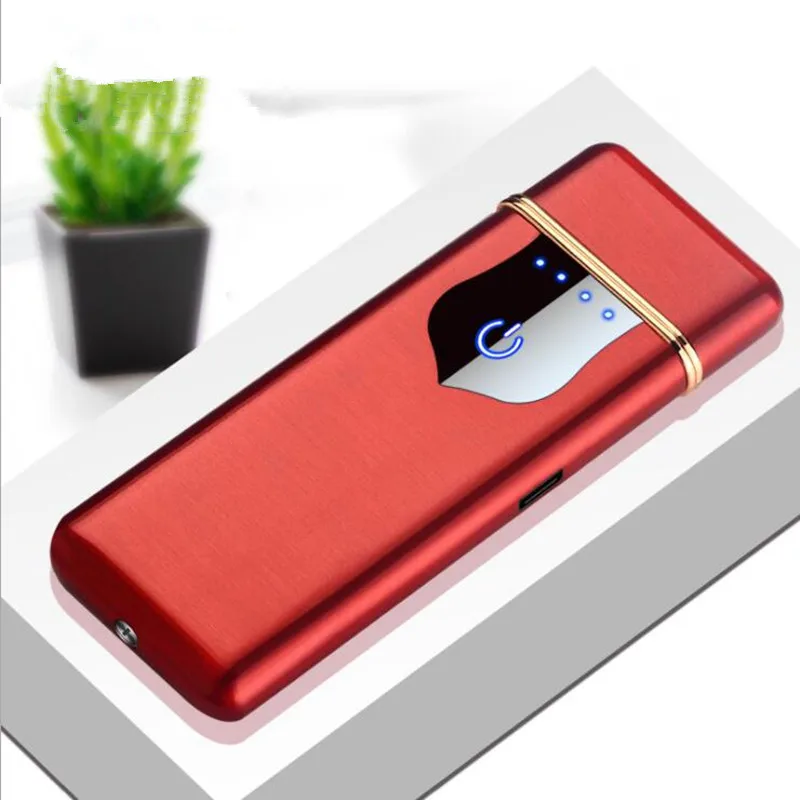 USB зарядка прикуриватель сенсорный экран переключатель двухсторонняя электрическая зажигалка ветрозащитный негорящий электронные зажигалки - Цвет: red