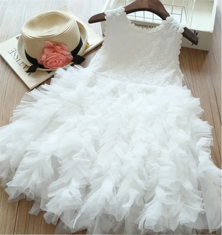 Girls Pink Princess Dress Summer Cute Embroidery Clothing Children Lace Tutu Graduation Gowns Vestidos Infantil Menina | Детская одежда