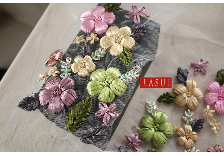 LASUI, новинка, 14*21 см = 2 предмета, ручная вышивка, лента, Кружевная аппликация, 3D Цветы, дизайн одежды, патч, аксессуары для самостоятельной сборки, 0088