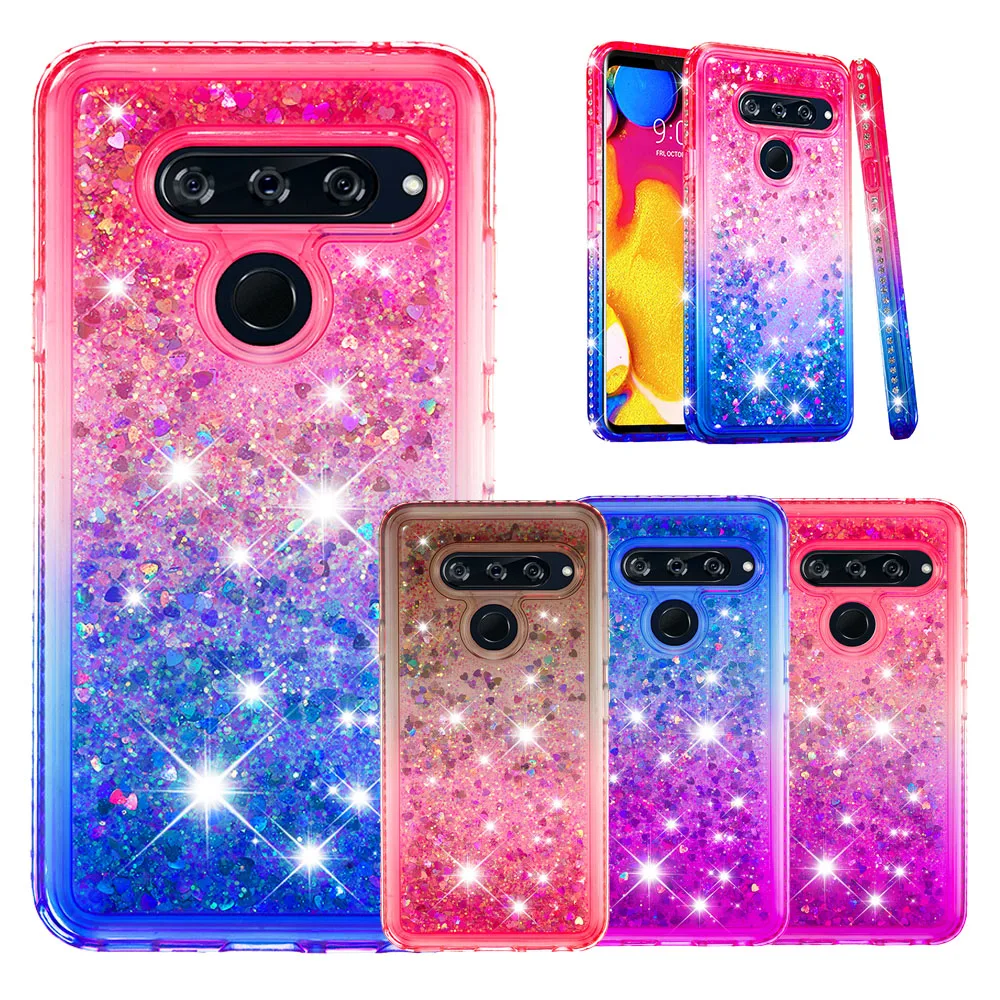Мягкий чехол Quicksand Dynamic Liquid для LG V40 ThinQ /G7 /X power 3 /Stylo 4/Aristo 2 блестящий с алмазной