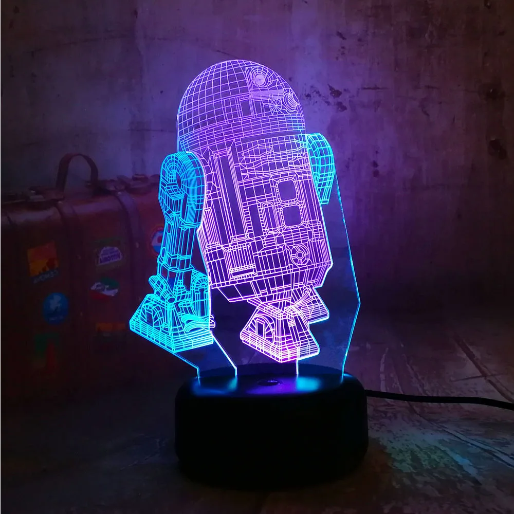 Новинка Звездные войны R2D2 космический корабль 3D светодиодный RGB 7 смешанных