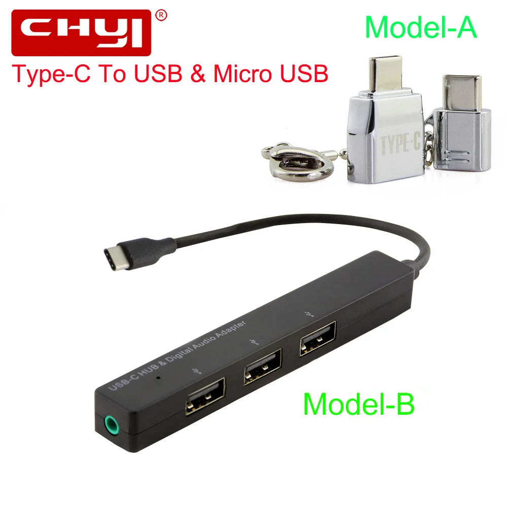 USB 2 0 концентратор мульти usb хаб 3 Порты + 5 мм аудио разъем с Тип C разветвитель
