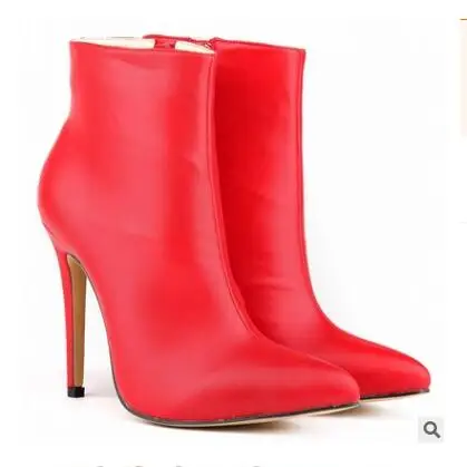 red loftex Loslandifen/женские модные пикантные офисные туфли с острым носком; женские демисезонные ботильоны из искусственной кожи на молнии; большие размеры 35-42 - Цвет: red loftex