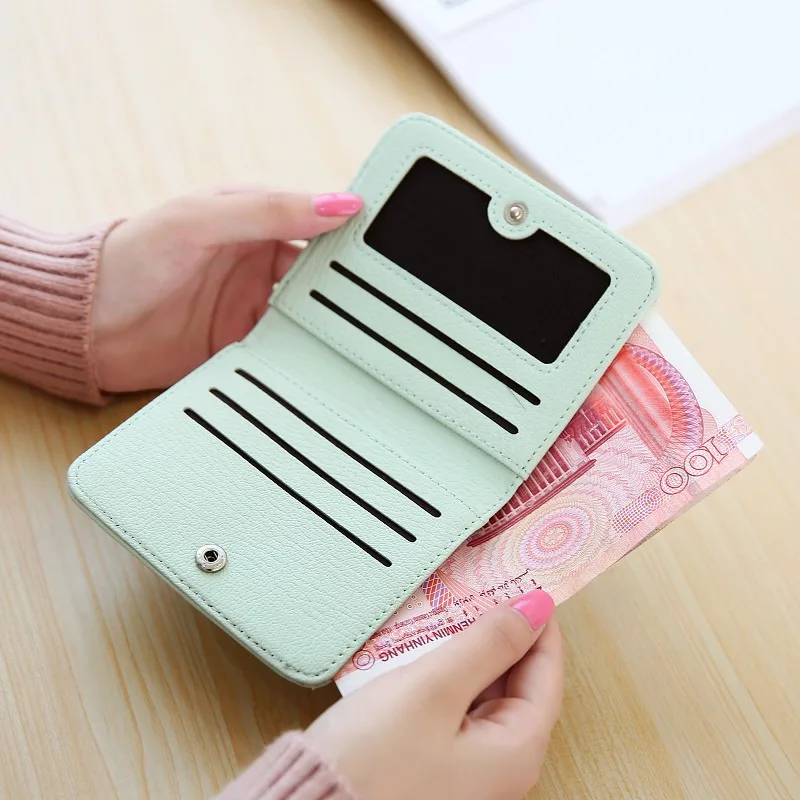 Dudini карты дамы кошелек короткие Простой искусственная кожа складной тонкий