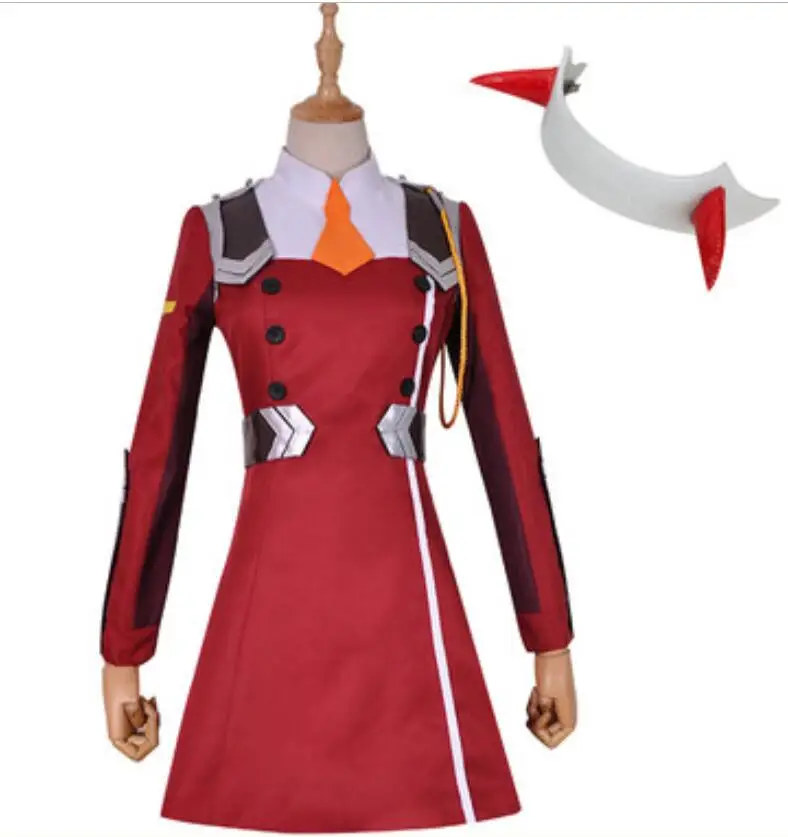 ROLECOS DARLING 02 Zero Two cosplay DFXX женский костюм полный комплект(платье+ головной убор