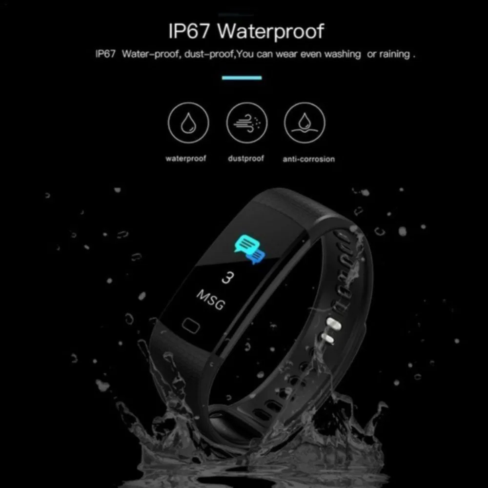 Фитнес Спортивный трекер Bluetooth браслет цветной экран Y5 браслет с монитором сердечного ритма измерение кровяного давления Смарт часы Новые