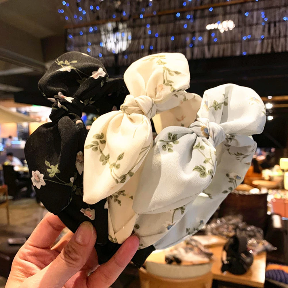 

Ободок Девушки Женщины Модные эластичные резинки для волос с цветочным принтом, завязанные кроличьими ушами, аксессуары для волос