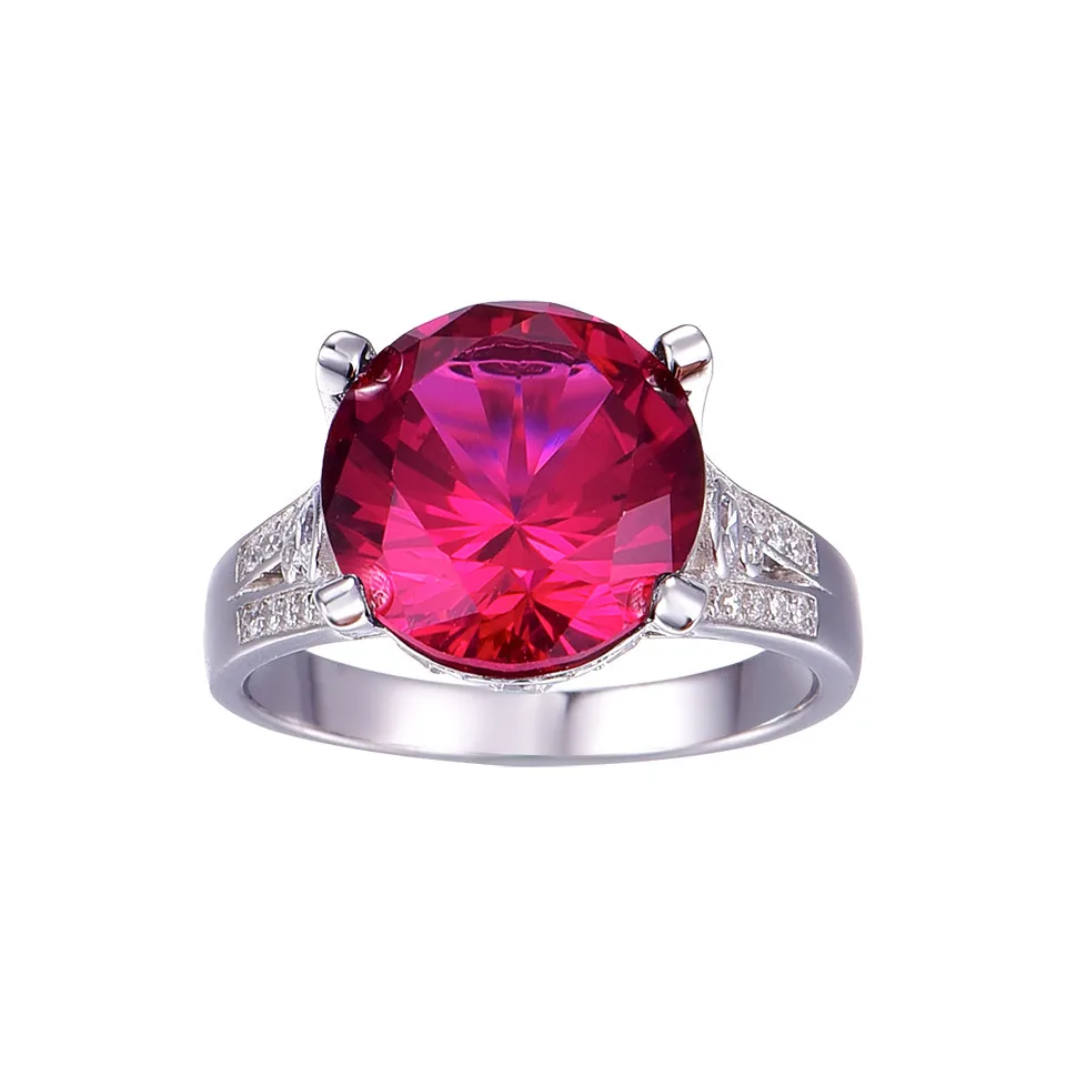 Bijoux Femme Marque De роскошное серебро 925 пробы круглый красно-рубиновый разрез модные кольца романтические подарки на день рождения кольцо для девушки