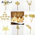MagiDeal, 20 шт.лот, блестящая бумажная Короназвездаоленьлист, топперы для торта, украшение для торта на Рождество, свадьбу