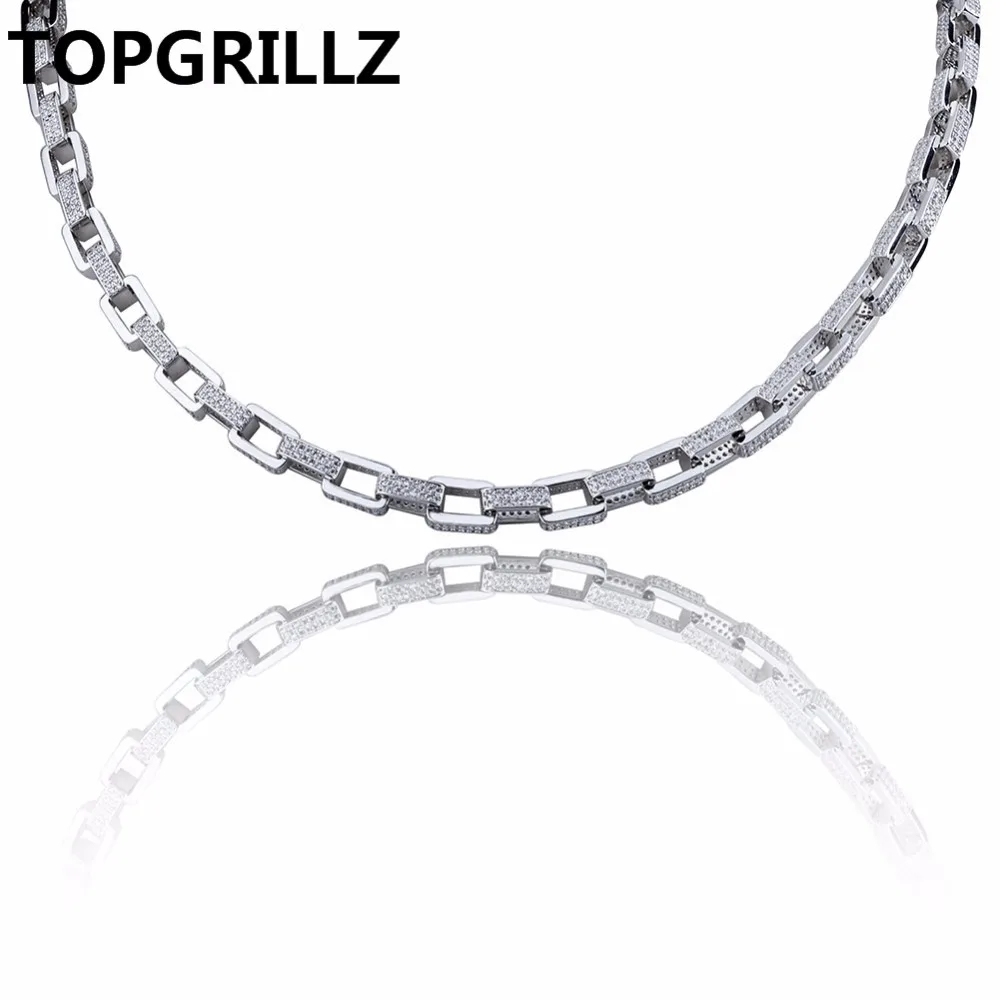 TOPGRILLZ хип хоп мужские ювелирные изделия ожерелье медь золото/серебро цвет покрытием микро Pave CZ камень 7 мм цепочка ожерелье 18 дюймов 22 дюймов
