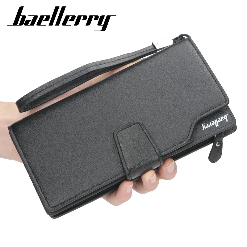 Бренд baellerry, длинный мужской кожаный кошелек, на застежке, деловой клатч, мужская сумка на молнии, монета, Карманный держатель для карт, кошелек для мужчин